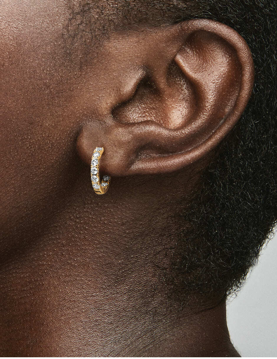 Aretes de aro redondos Timeless de plata P 925 con acabado baño de oro zirconia cúbica 2
