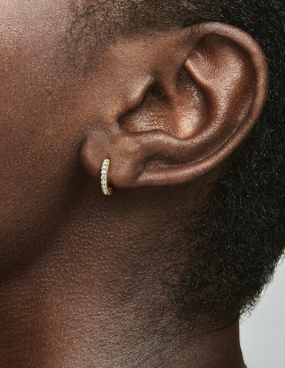 Aretes de aro redondos Timeless de plata P 925 con acabado baño de oro zirconia cúbica 2
