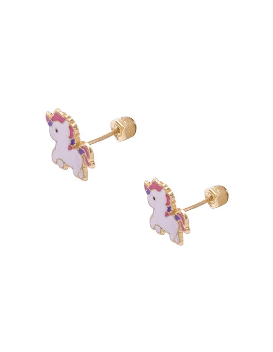 Broqueles de unicornio de oro con acabado brillante 4