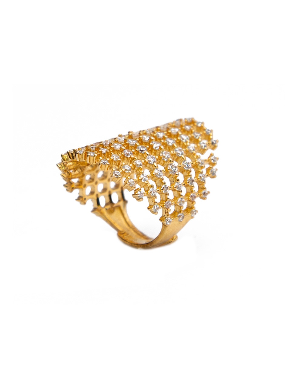 Anillo Luxury Color de plata vermeil P 925 topacio con acabado baño de oro Anillo Luxury Color de plata vermeil P 925 topacio con acabado baño de oro
