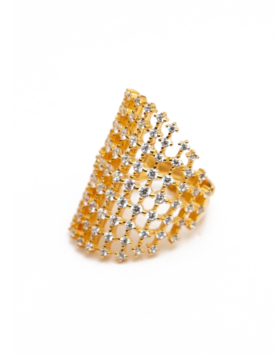 Anillo Luxury Color de plata vermeil P 925 topacio con acabado baño de oro 2