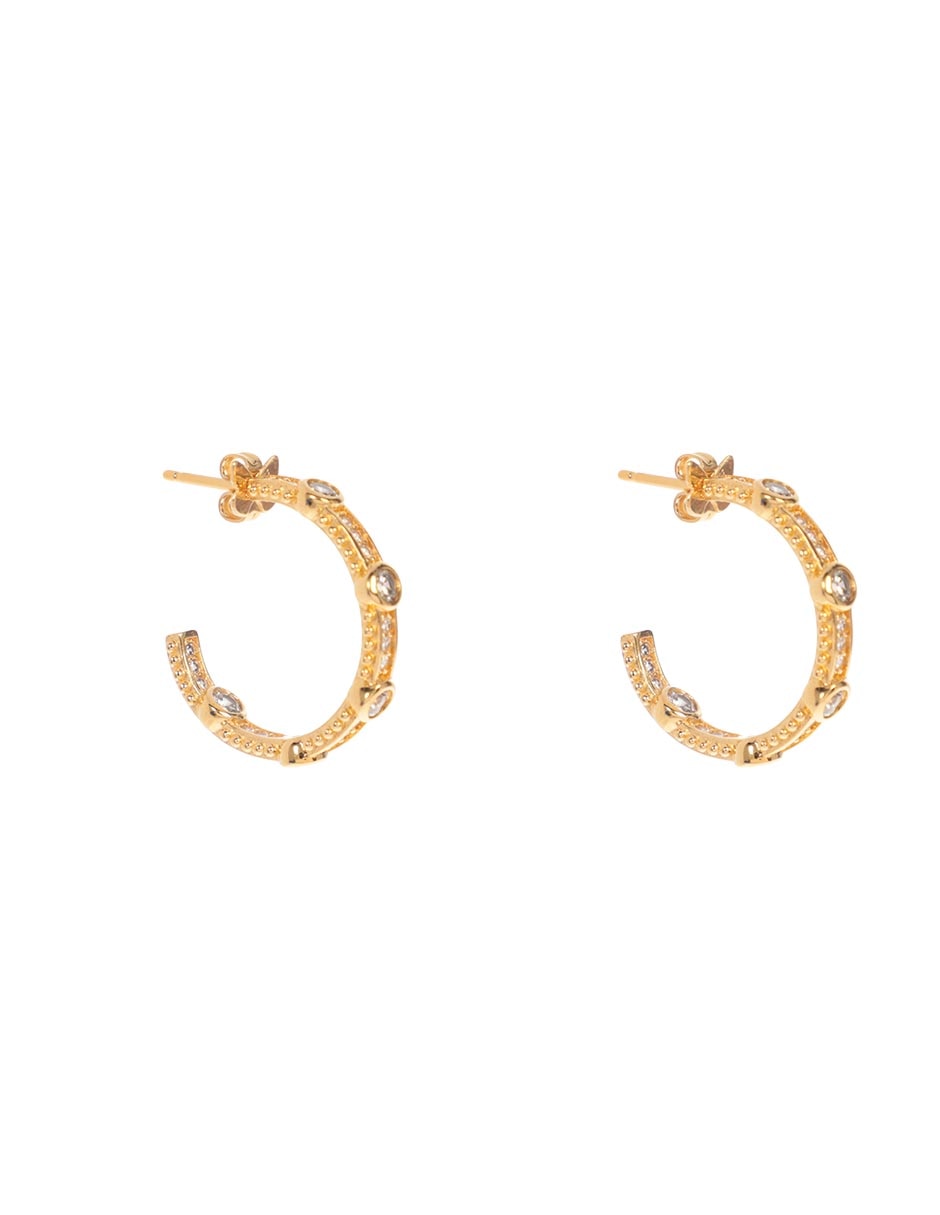 Arracadas Water Drop con acabado baño de oro circonita 2