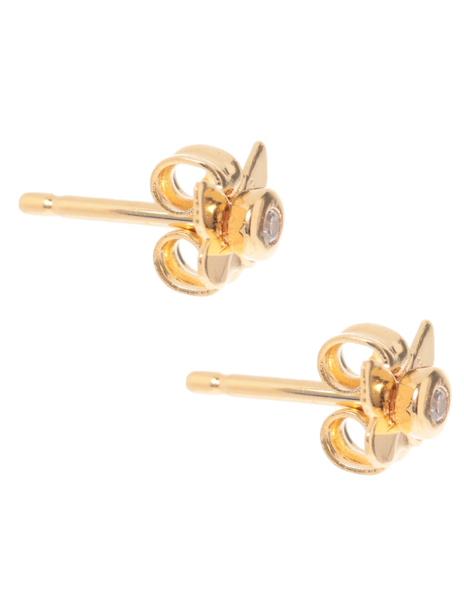 Aretes redondos Classic con acabado baño de oro circonita 2