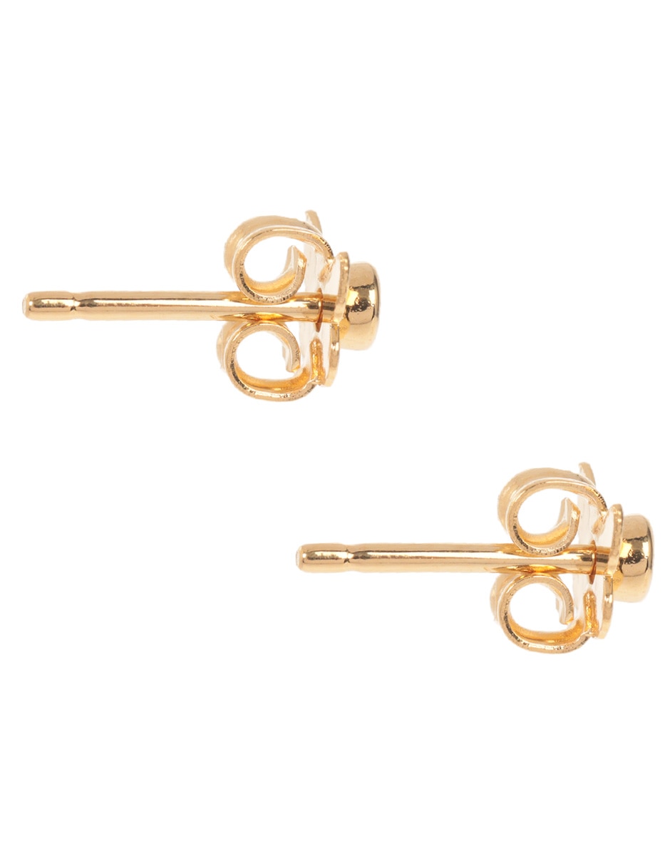 Aretes redondos Classic con acabado baño de oro circonita 3