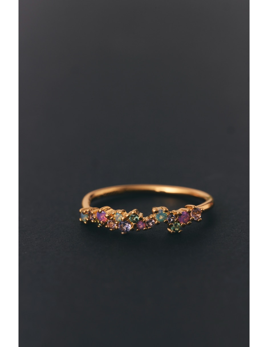 Anillo Guadaloupe circonita con acabado baño de oro 18 k 2