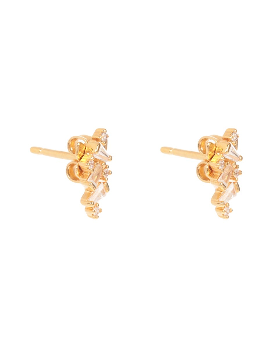 Aretes Tura Mali con acabado baño de oro circonita 2