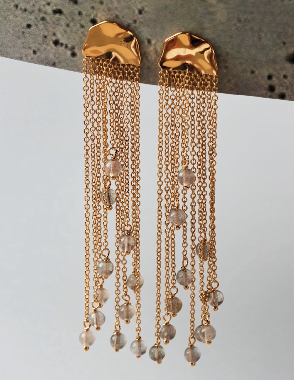 Aretes de medusa Jellyfish con acabado baño de oro zirconia 3