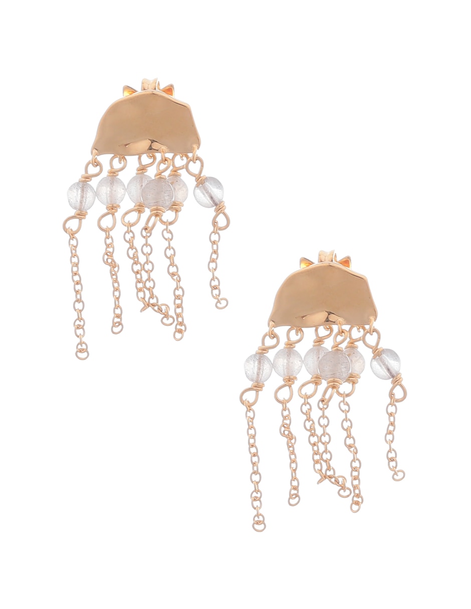 Aretes con acabado baño de oro circonita