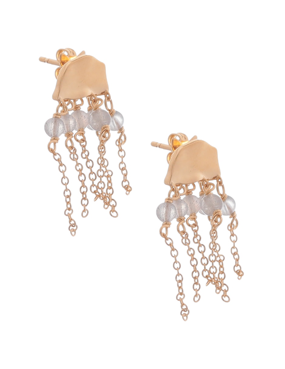 Aretes con acabado baño de oro circonita 2