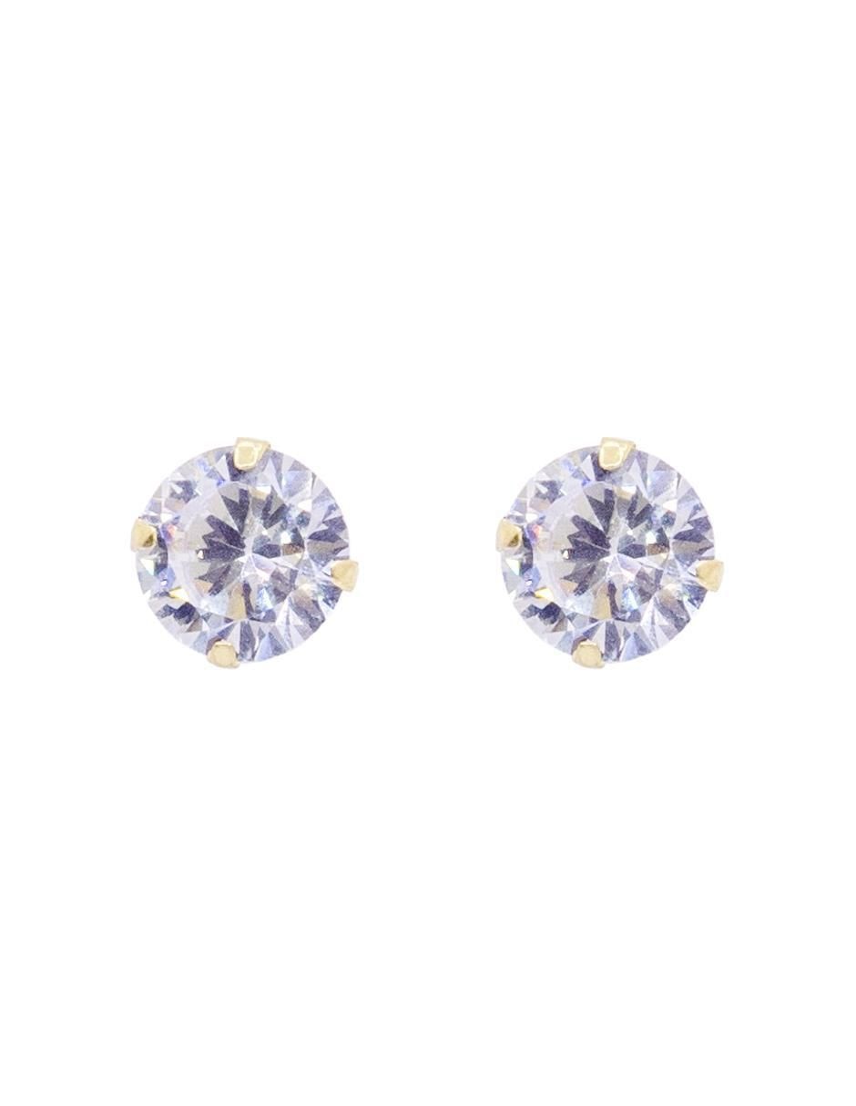 Broqueles redondos de oro con acabado brillante zirconia Broqueles redondos de oro con acabado brillante zirconia