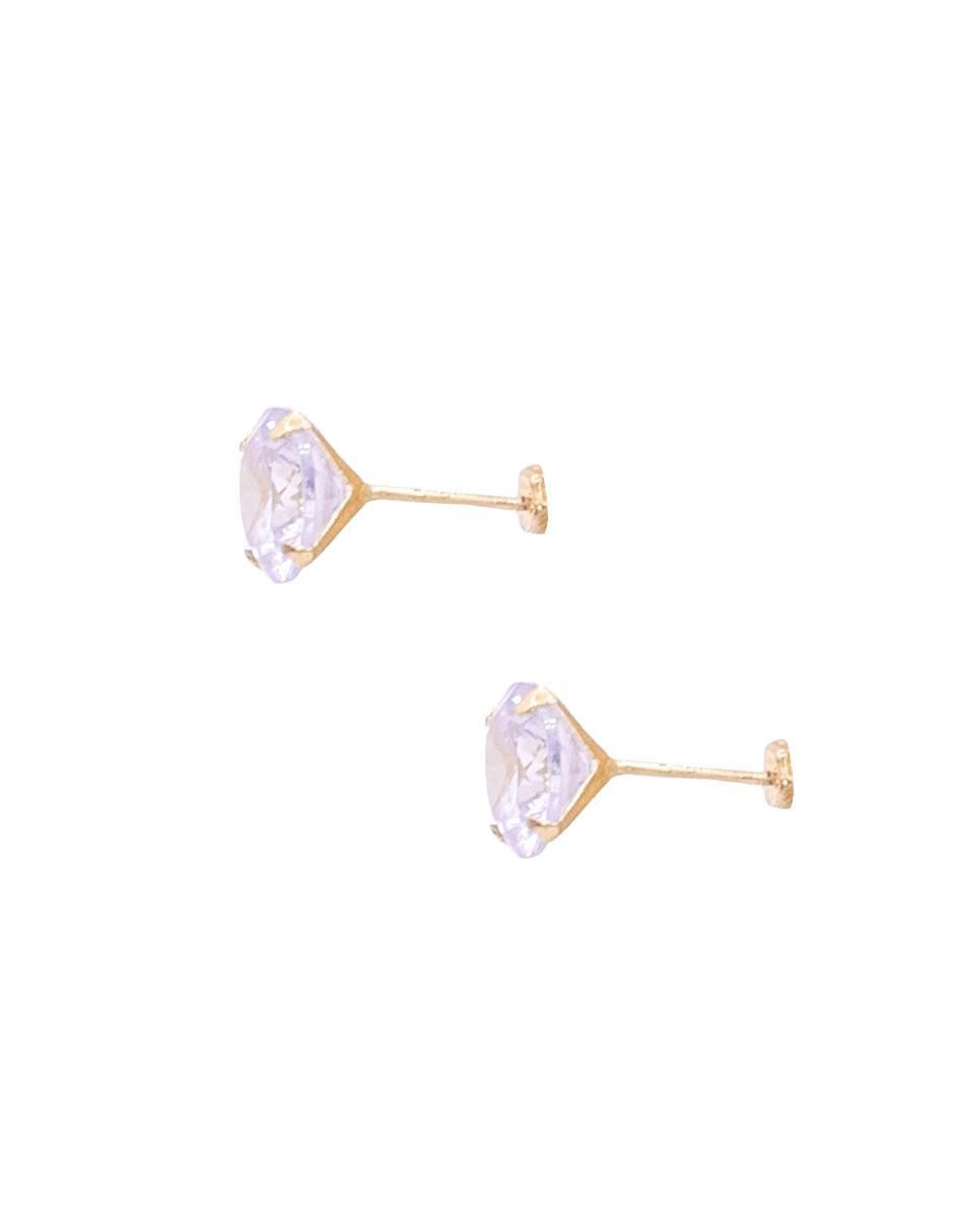 Broqueles redondos de oro con acabado brillante zirconia 2