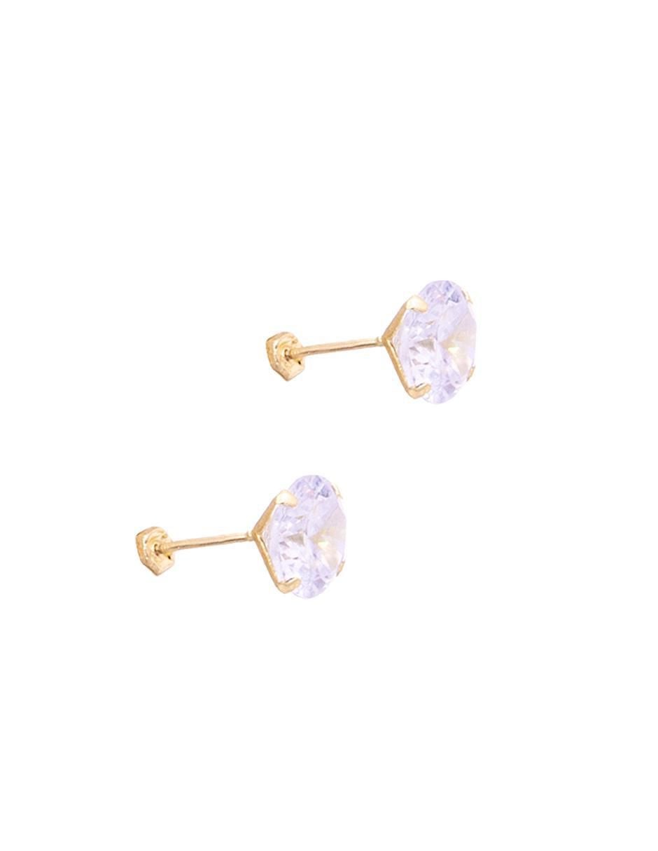 Broqueles redondos de oro con acabado brillante zirconia 3