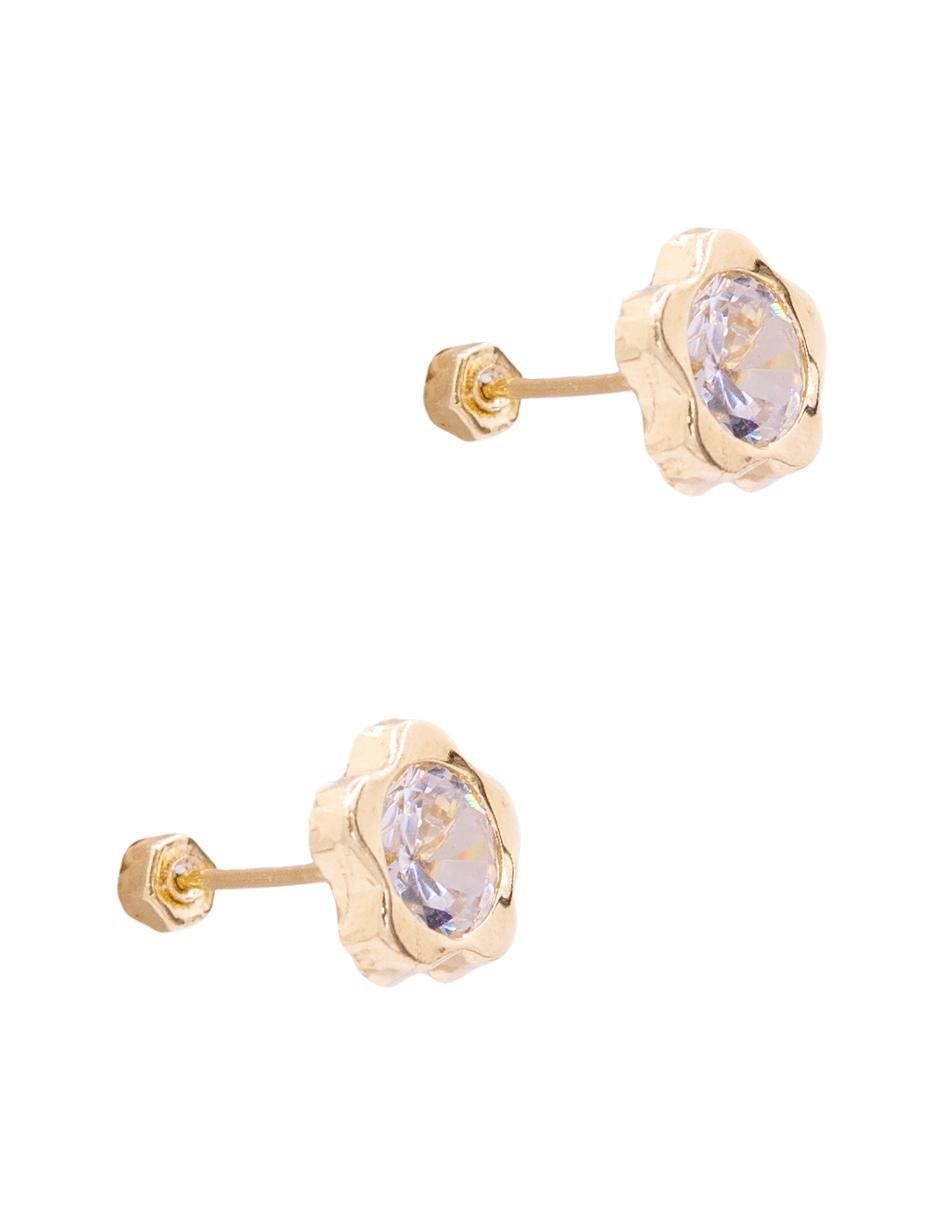 Broqueles de flor de oro con acabado pavé zirconia 4