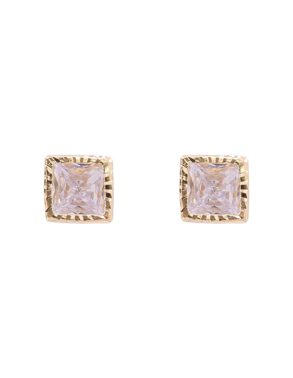 Broqueles cuadrados de oro con acabado pavé zirconia Broqueles cuadrados de oro con acabado pavé zirconia