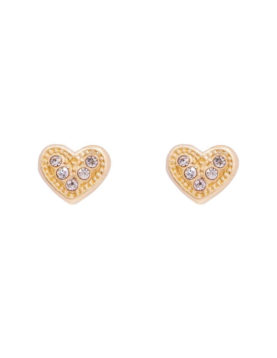 Broqueles de corazón de oro con acabado pavé zirconia Broqueles de corazón de oro con acabado pavé zirconia