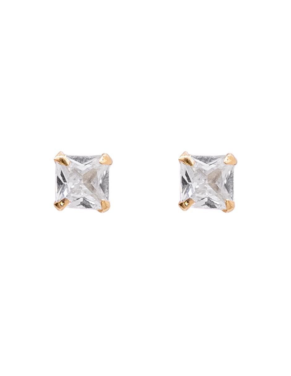 Broqueles cuadrados de oro con acabado pavé zirconia Broqueles cuadrados de oro con acabado pavé zirconia
