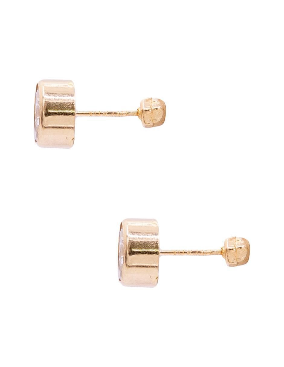 Broqueles redondos de oro con acabado pavé zirconia 3