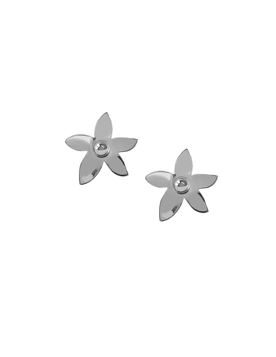 Aretes de flor Enrique Garcia de plata P 925 con acabado plateado