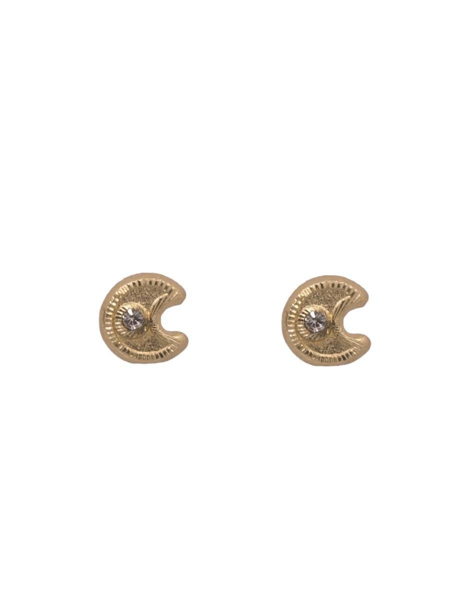 Broqueles de luna de oro amarillo con acabado brillante zirconia Broqueles de luna de oro amarillo con acabado brillante zirconia