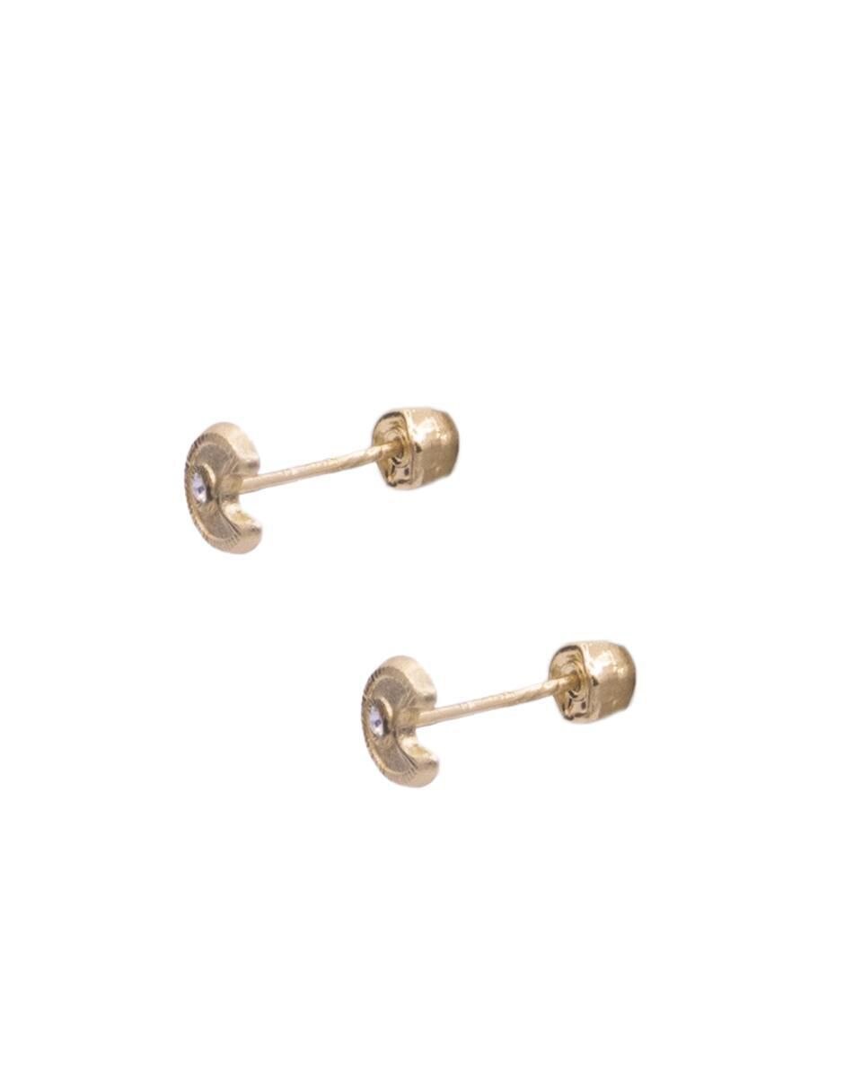 Broqueles de luna de oro amarillo con acabado brillante zirconia 4