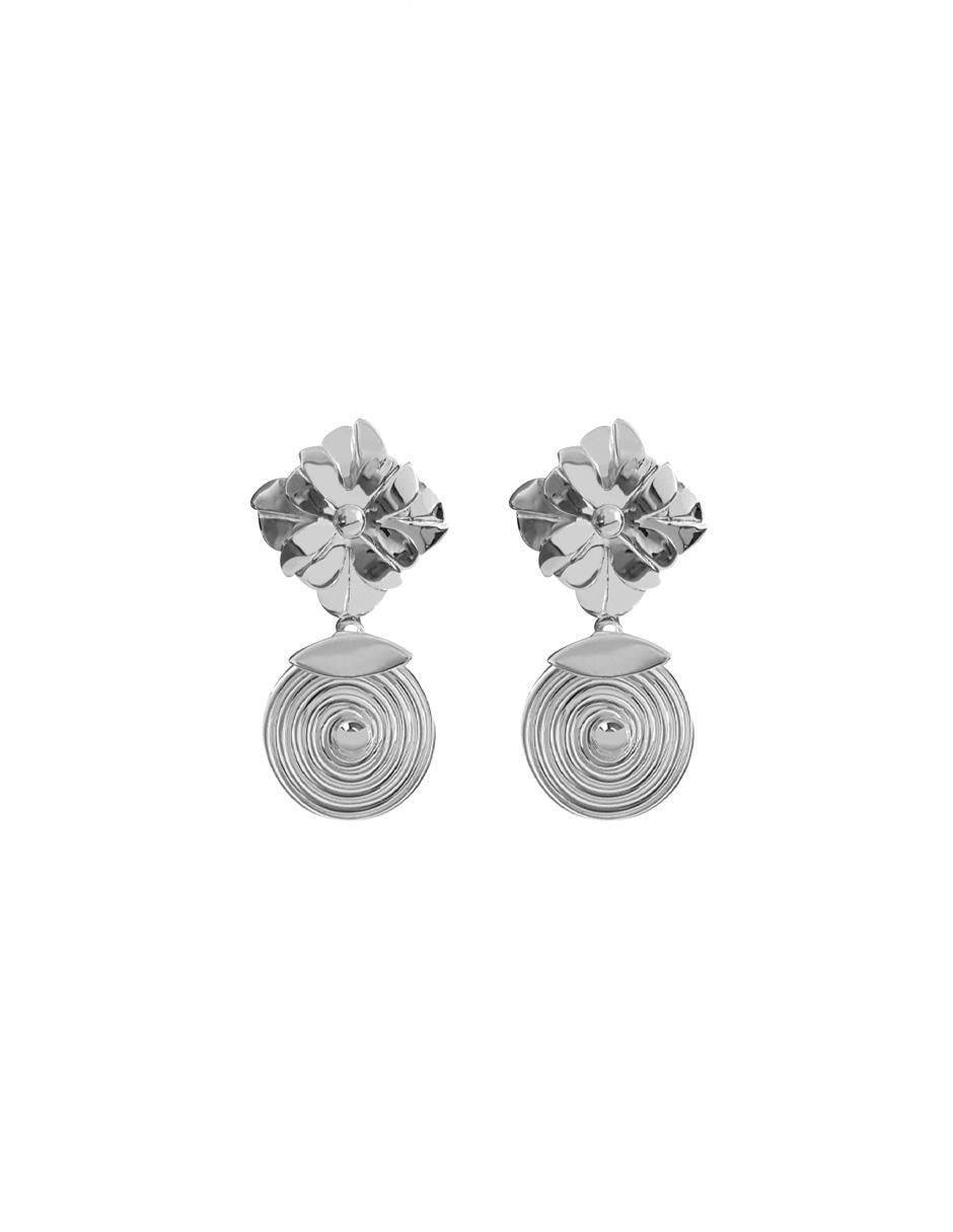 Pendientes cortos Mujer Flor Circonitas Plata 925 - Argyor AG_JP060419