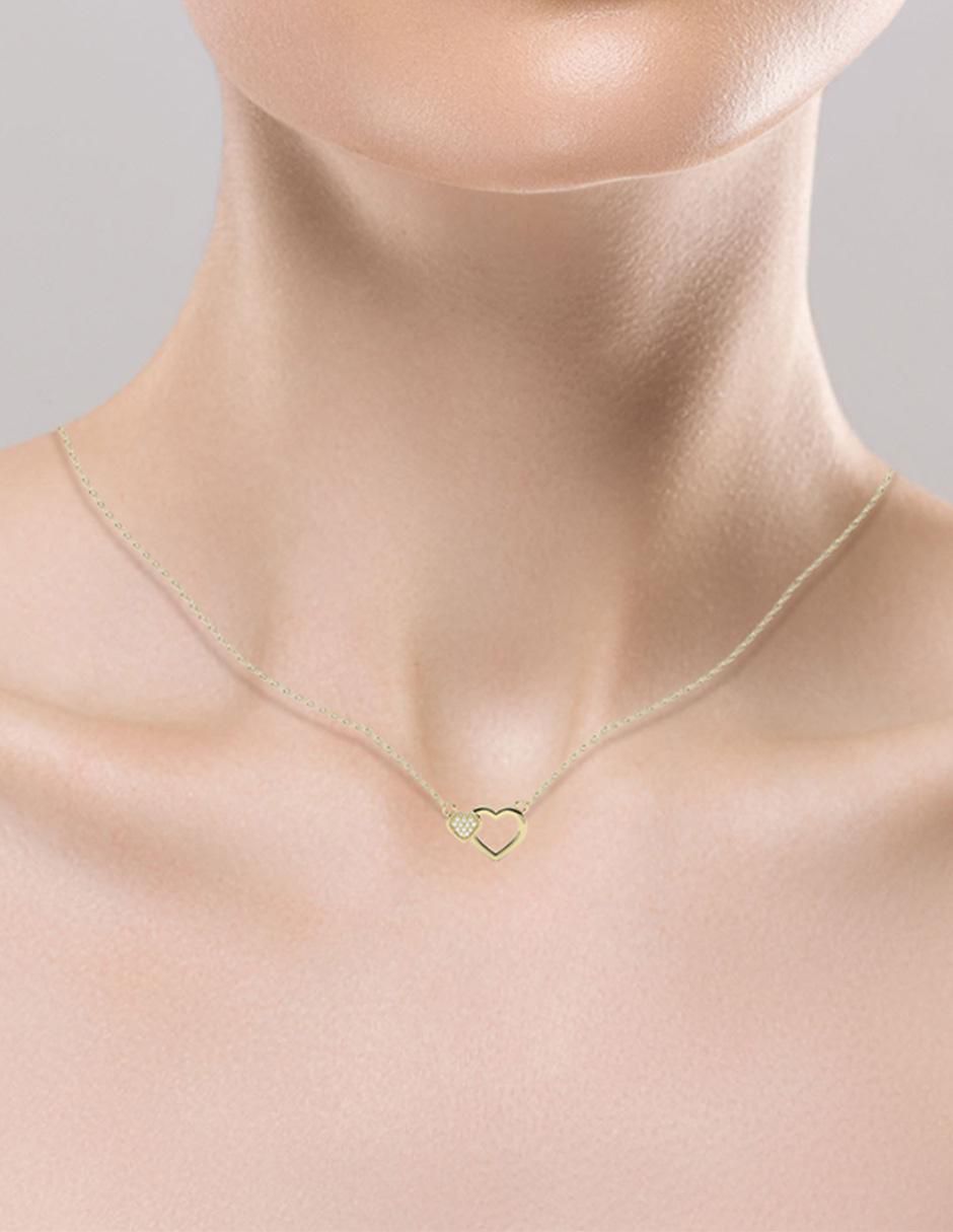 Collar con dije de corazón de oro 14 K 3