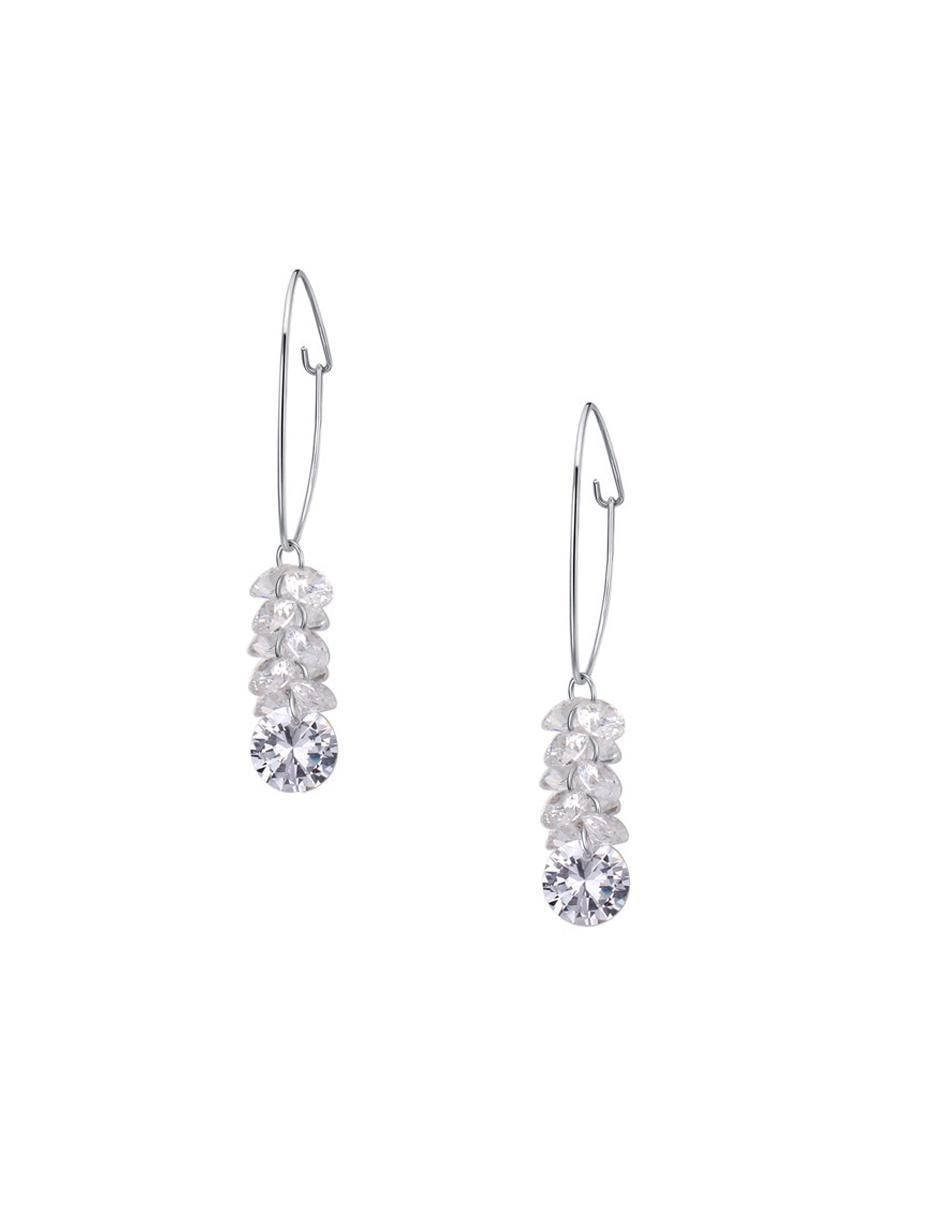 Aretes circulares Elegance con acabado baño de oro cristal 3