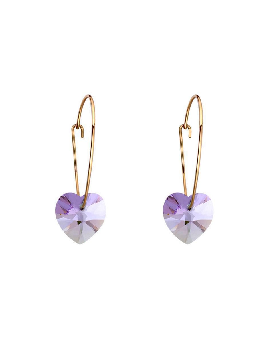 Arracadas de corazón Elegance con acabado baño de oro cristal