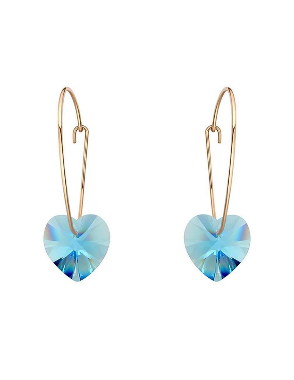 Arracadas de corazón Elegance con acabado baño de oro cristal Arracadas de corazón Elegance con acabado baño de oro cristal