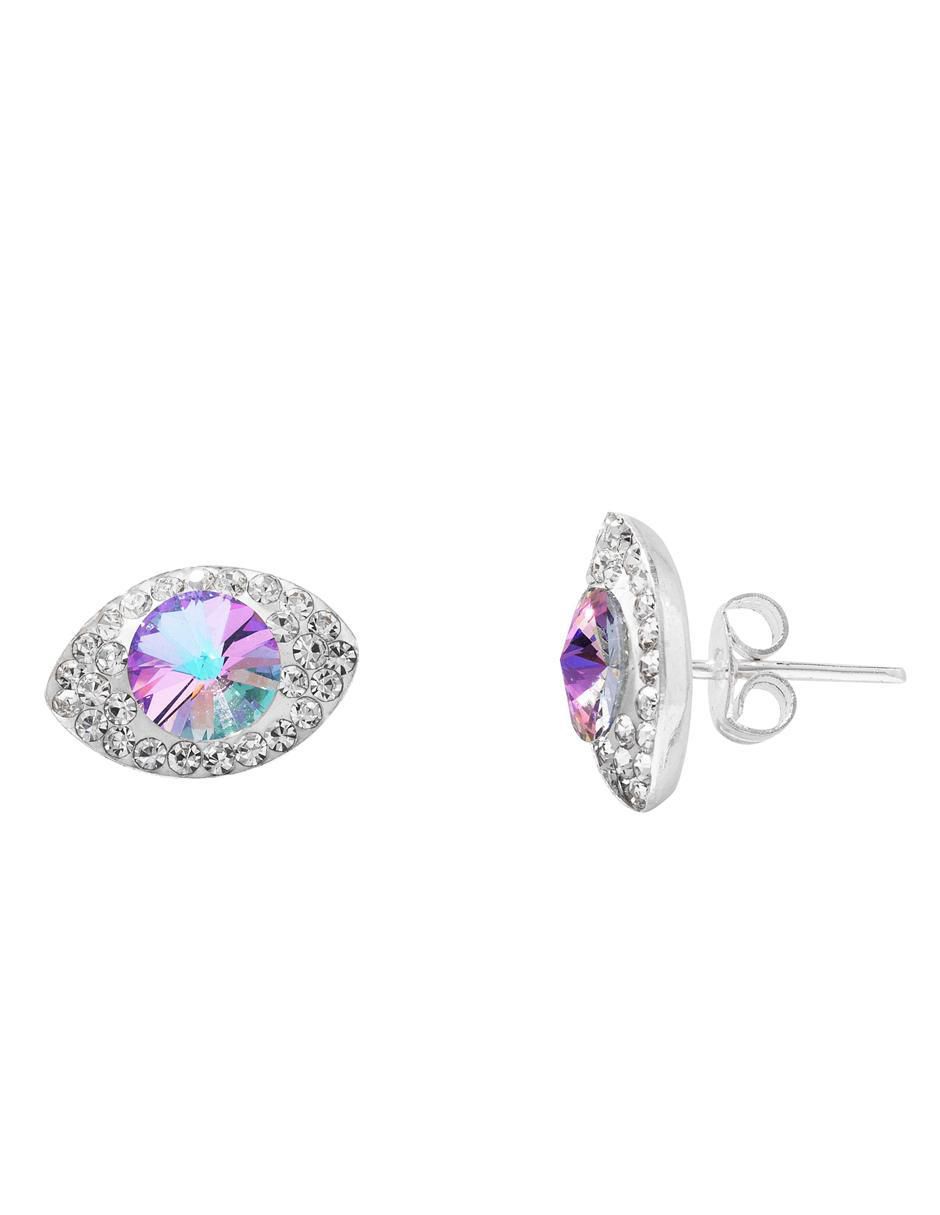 Set aretes y collar de ojo de plata p 925 zirconia 6