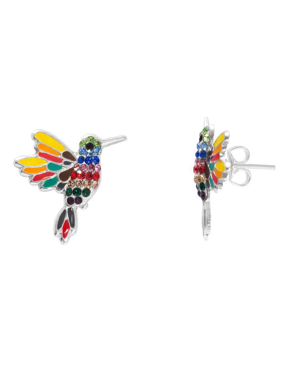 Set aretes y collar colibrí de plata p 925 zirconia 6