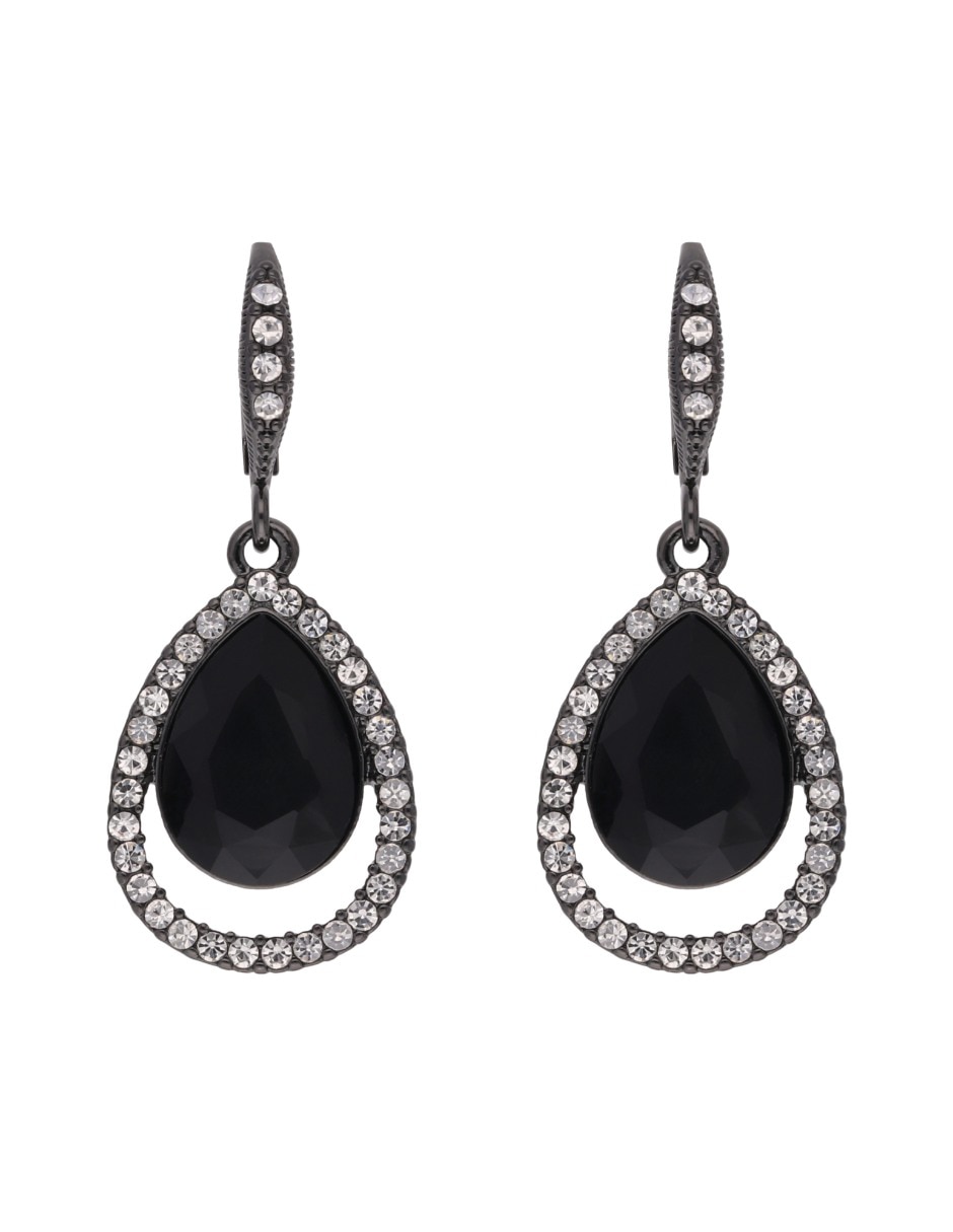 Aretes de gota con acabado pavé cristal 1