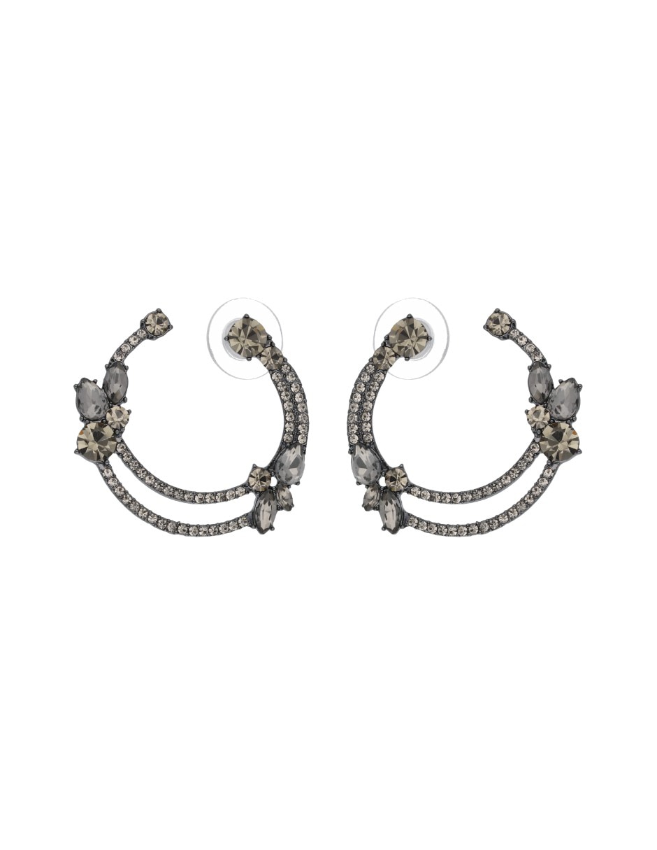 Aretes de aro Champagne Chiffon con acabado baño de oro cristal Aretes de aro Champagne Chiffon con acabado baño de oro cristal