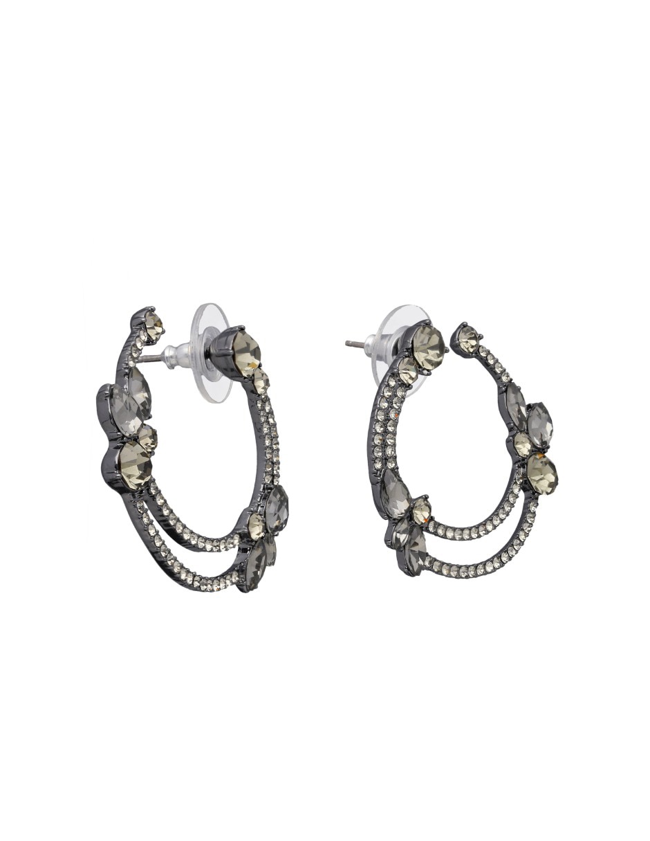 Aretes de aro Champagne Chiffon con acabado baño de oro cristal 2
