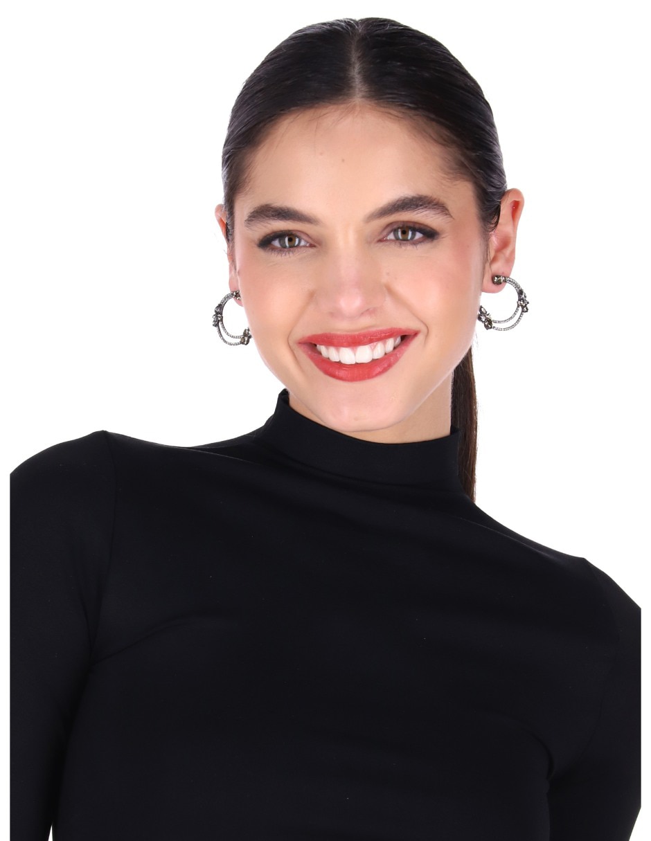 Aretes de aro Champagne Chiffon con acabado baño de oro cristal 3