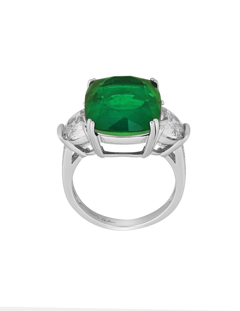 Anillo P 925 de plata esmeralda 2
