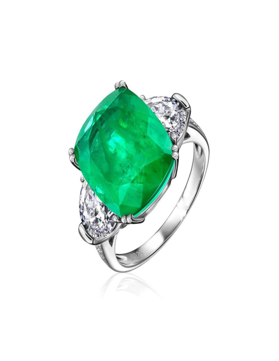 Anillo P 925 de plata esmeralda 4
