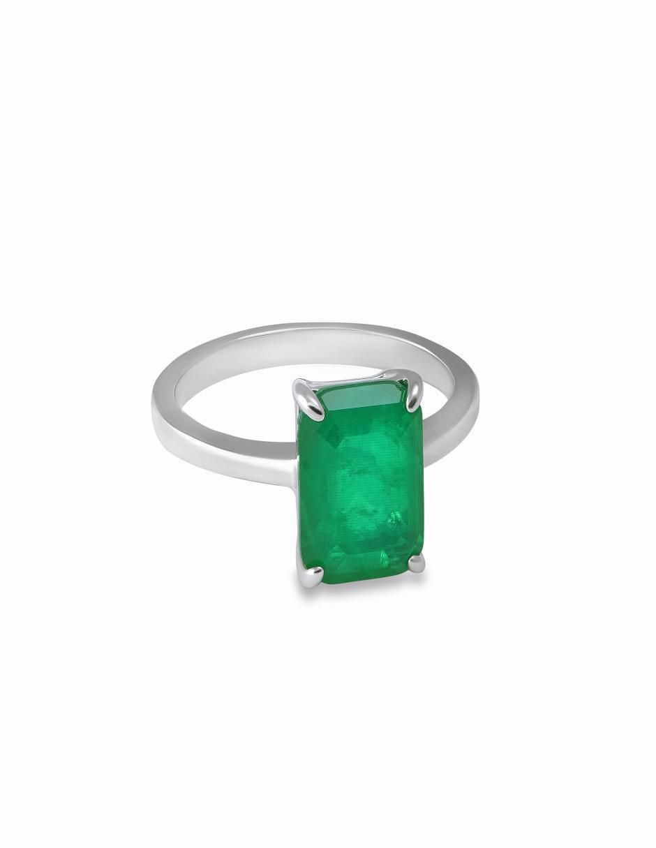 Anillo P 925 de plata esmeralda brillante 1