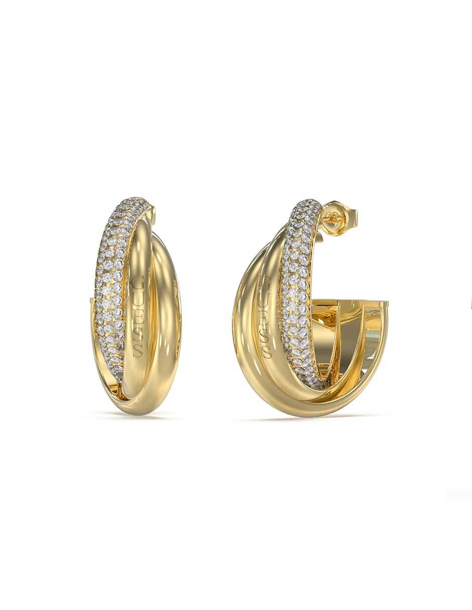 Aretes de entrelazado Perfect con acabado cromado circonita Aretes de entrelazado Perfect con acabado cromado circonita