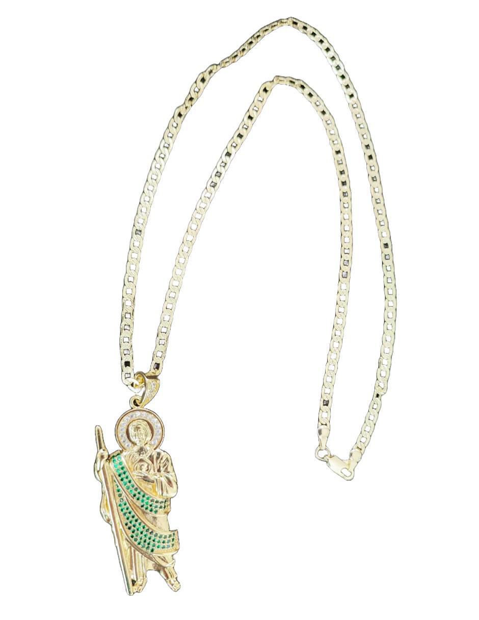 Collar san judas tadeo ovalado 18 K