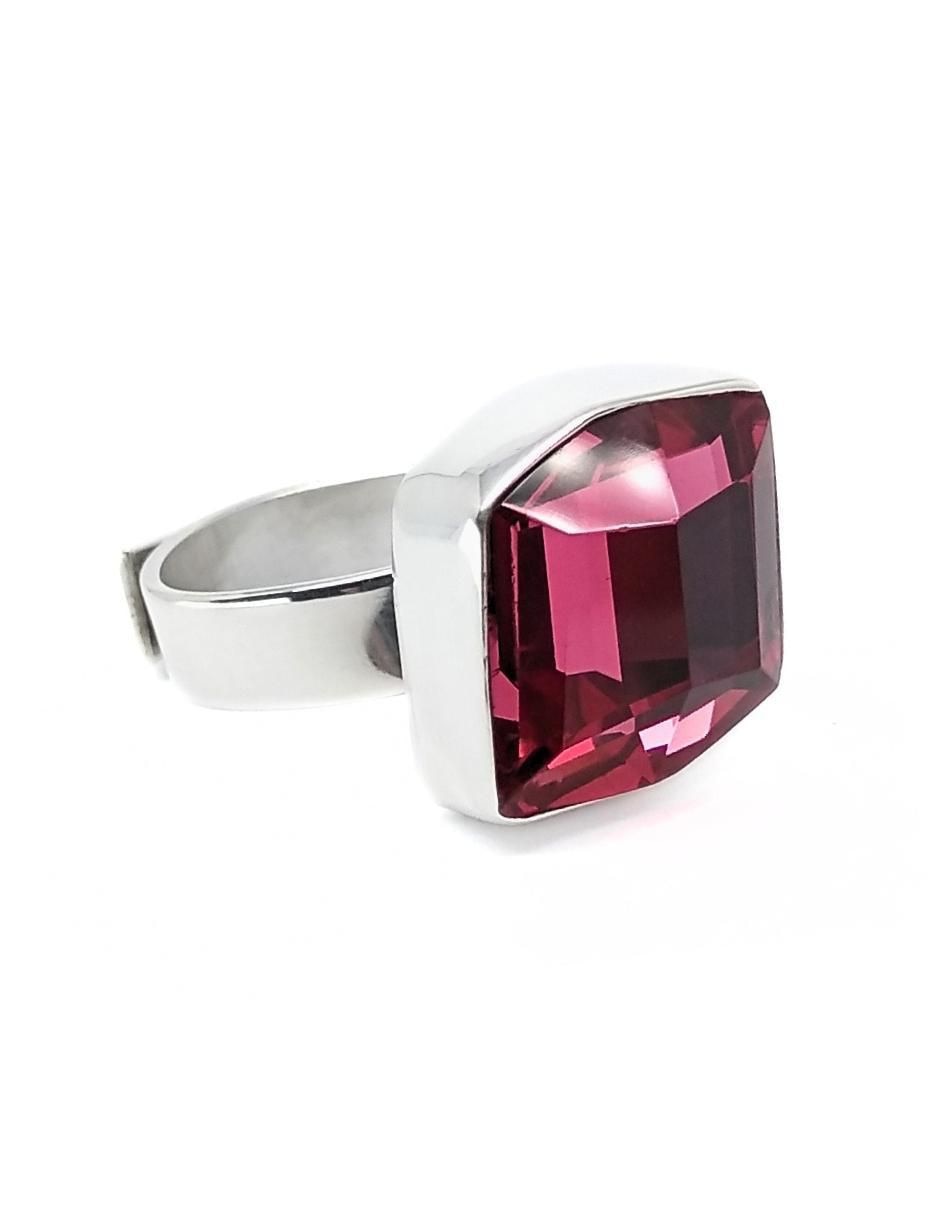 Anillo cuadrado Fancy P 925 de plata cristal brillante Anillo cuadrado Fancy P 925 de plata cristal brillante