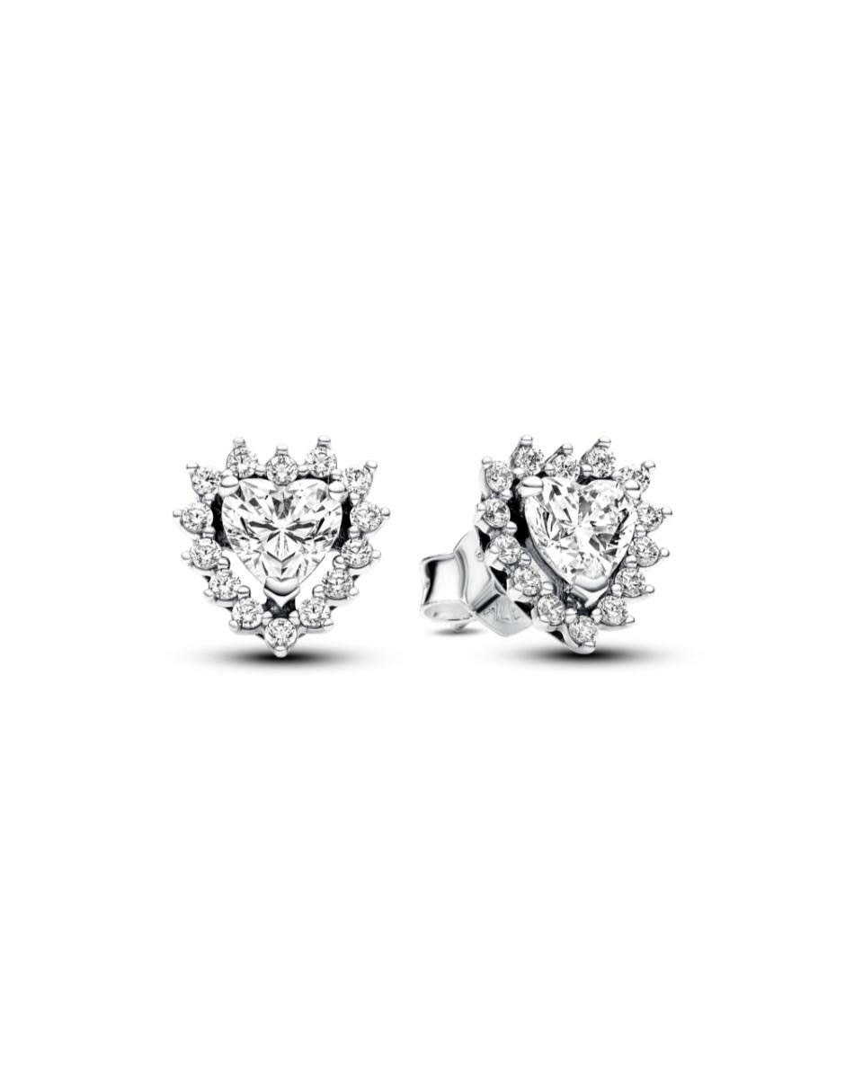 Aretes de corazón Time Less de plata P 925 con acabado plateado zirconia cúbica