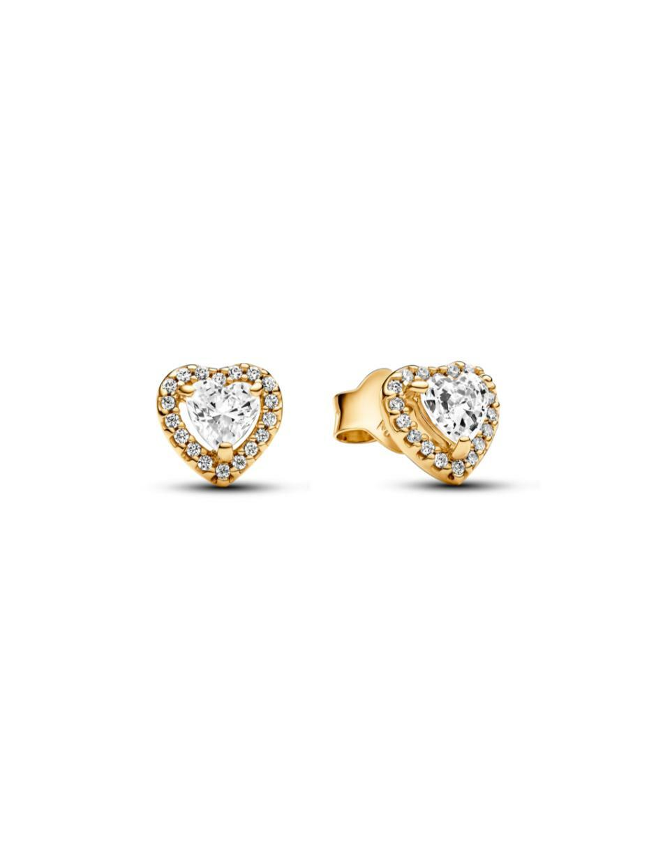 Aretes de corazón Time Less de plata P 925 con acabado baño de oro zirconia cúbica
