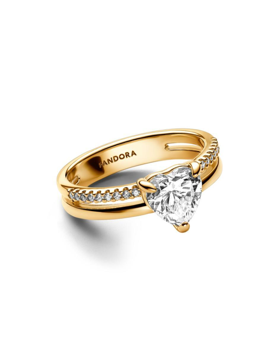 Anillo Timeless de plata P 925 zirconia cúbica con acabado baño de oro