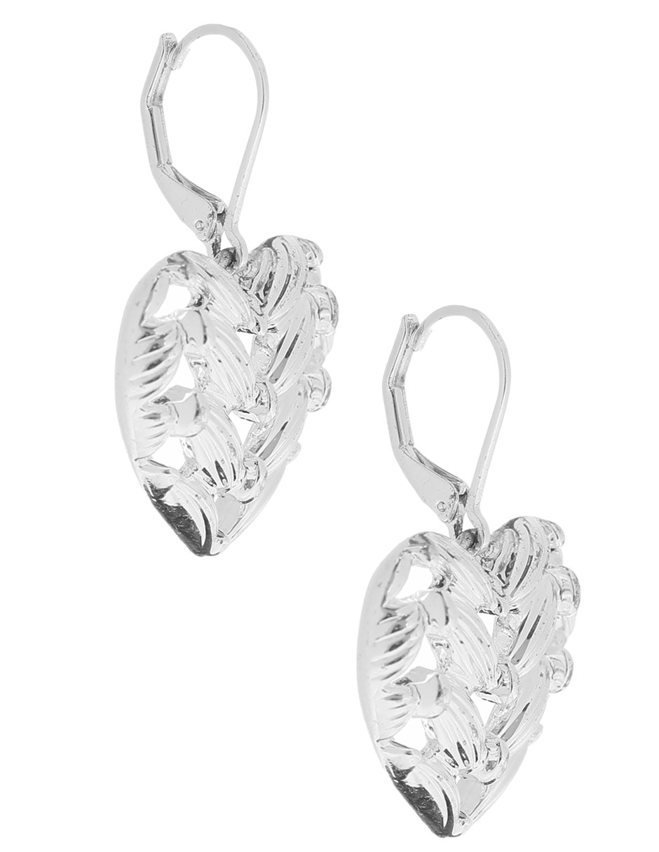 Aretes de corazón J'adore con acabado brillante
