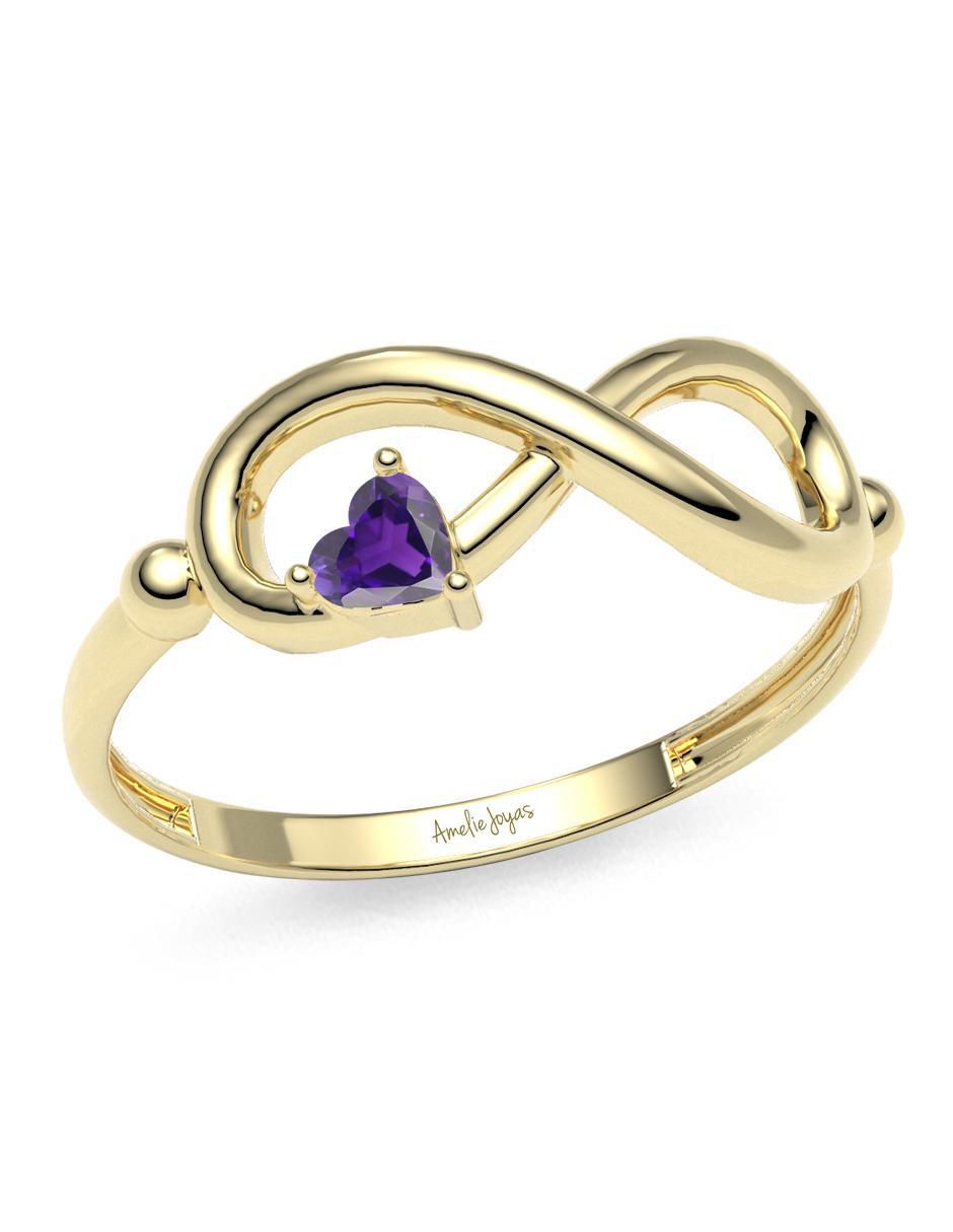 Anillo de corazón 14 k de oro zirconia brillante 3