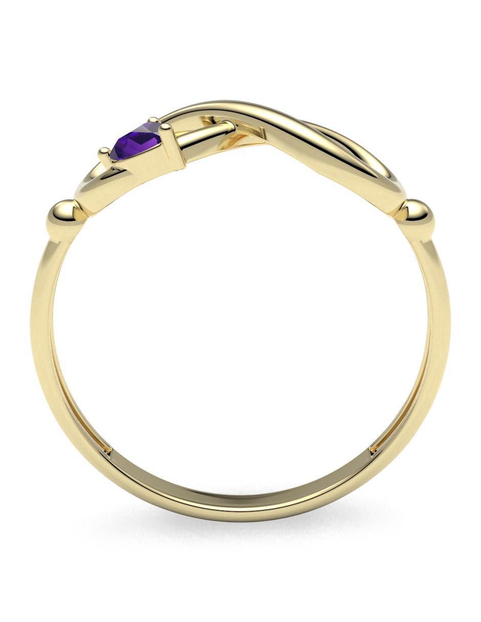 Anillo de corazón 14 k de oro zirconia brillante 4
