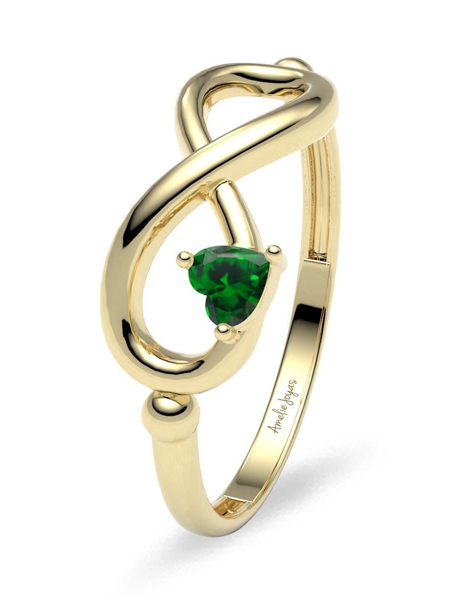 Anillo de corazón 14 k de oro zirconia brillante 2