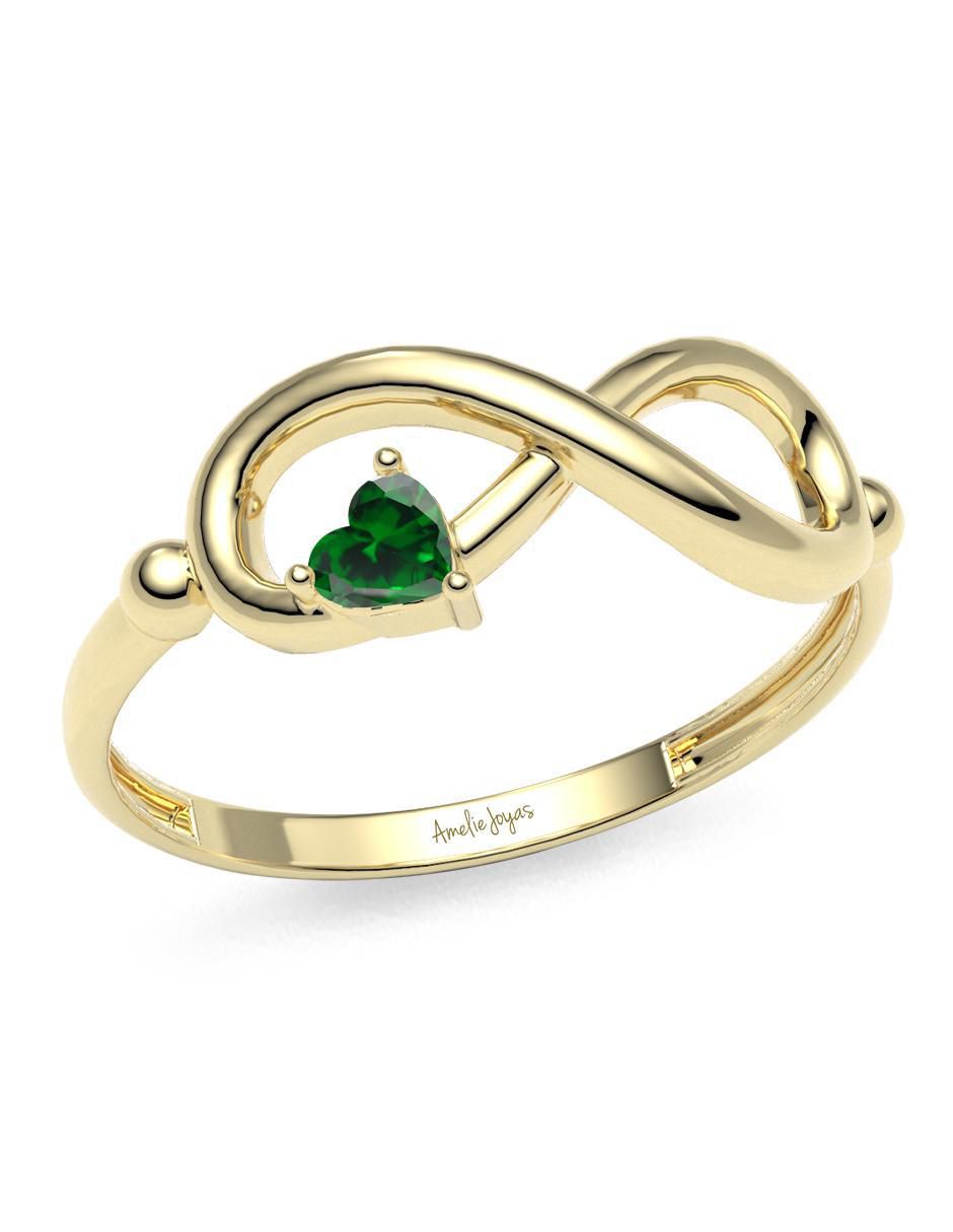 Anillo de corazón 14 k de oro zirconia brillante 3