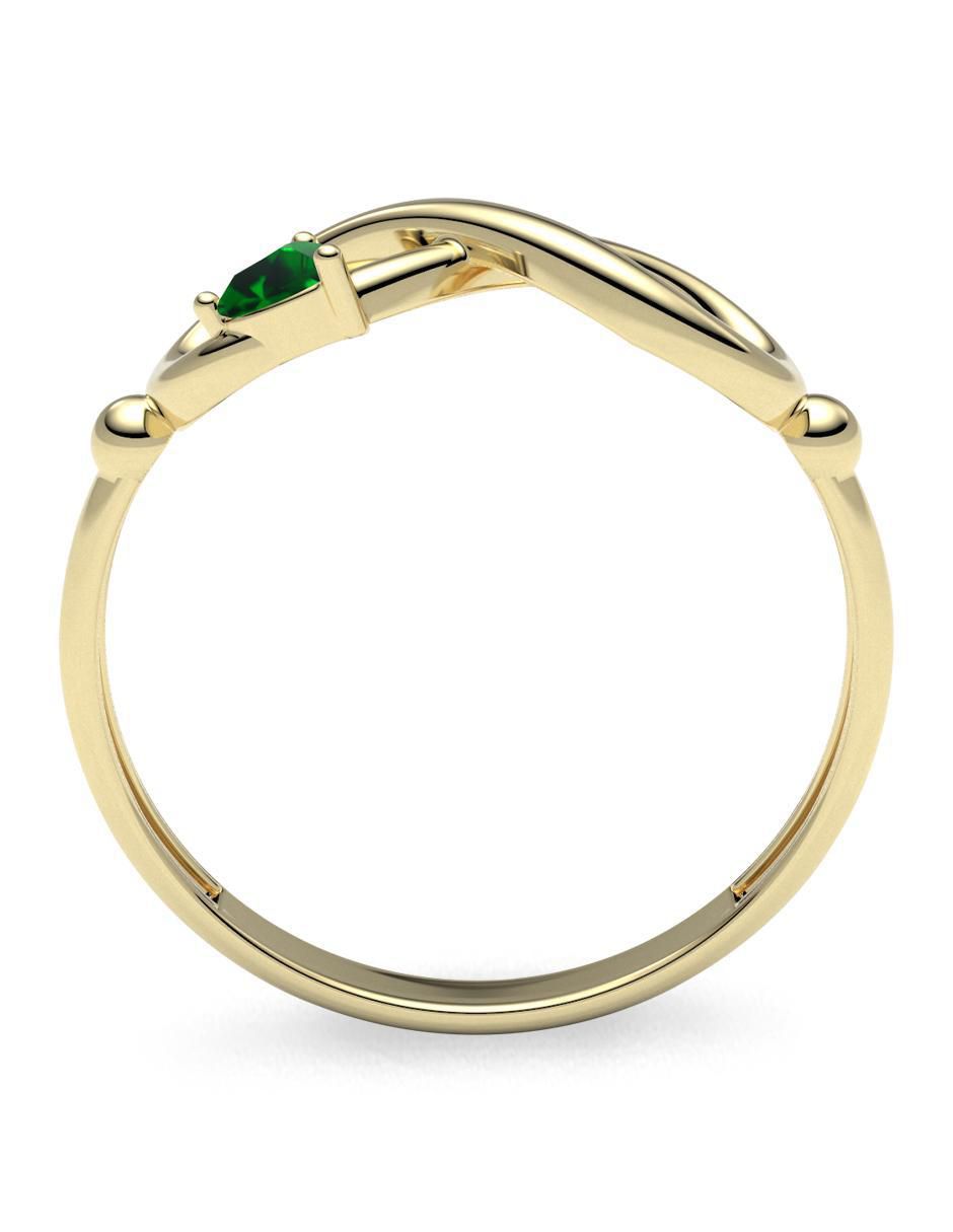 Anillo de corazón 14 k de oro zirconia brillante 4